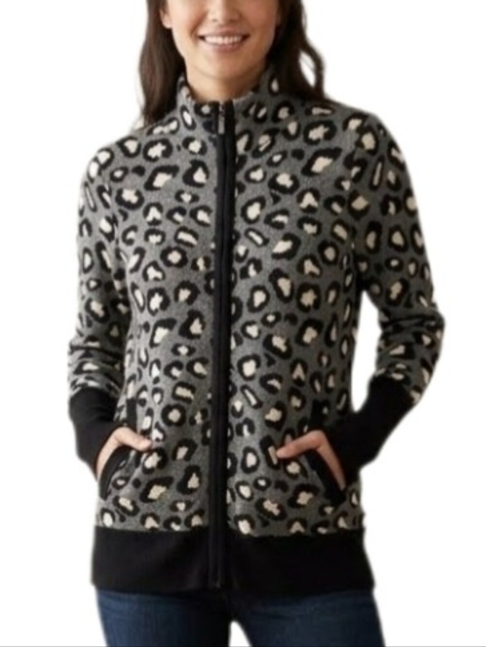 Rachel Zoe Jacket Animal Print Knit Gray Size  XS